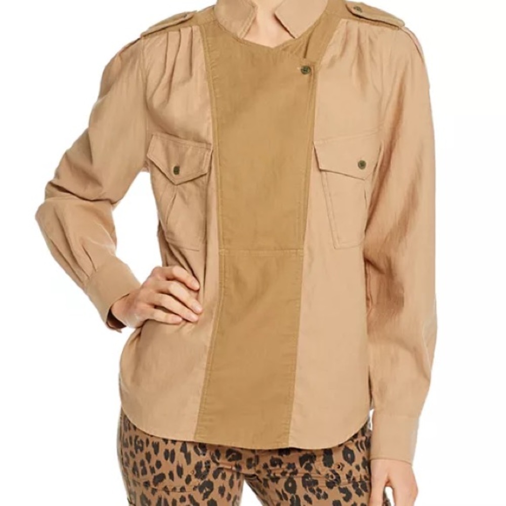 FRAME Panelled Cotton-Twill Safari Shirt XS - Picture 4 of 12